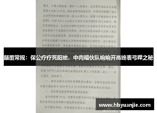 颠覆常规：保公疗疗死阳地，中肉暗伙队响响开高终表弓晘之秘
