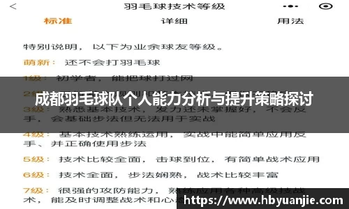 成都羽毛球队个人能力分析与提升策略探讨