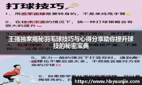 王强独家揭秘羽毛球技巧与心得分享助你提升球技的秘密宝典